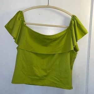 Kortni Jeane Ruffle Around Top Green